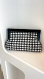 Zoey Boucle Timber Frame Clutch Black White