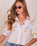 Honeysuckle Haven Printed Button Down Top