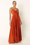 Naira Pleated Maxi Dress Sunset Orange