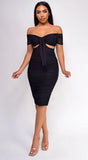 Oliviana Black Mesh Off Shoulder Dress