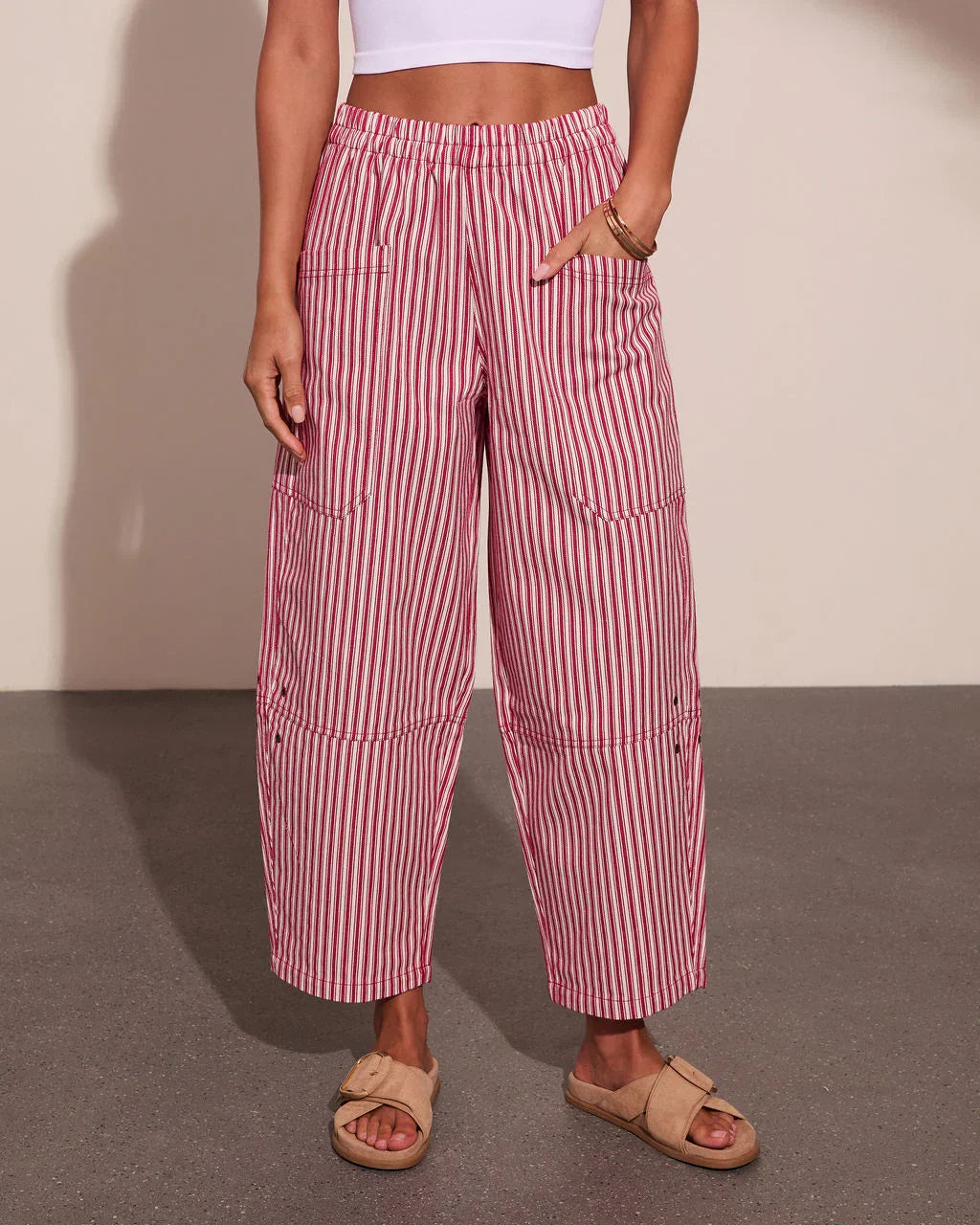 Nautical Honey Striped Barrel Leg Pants
