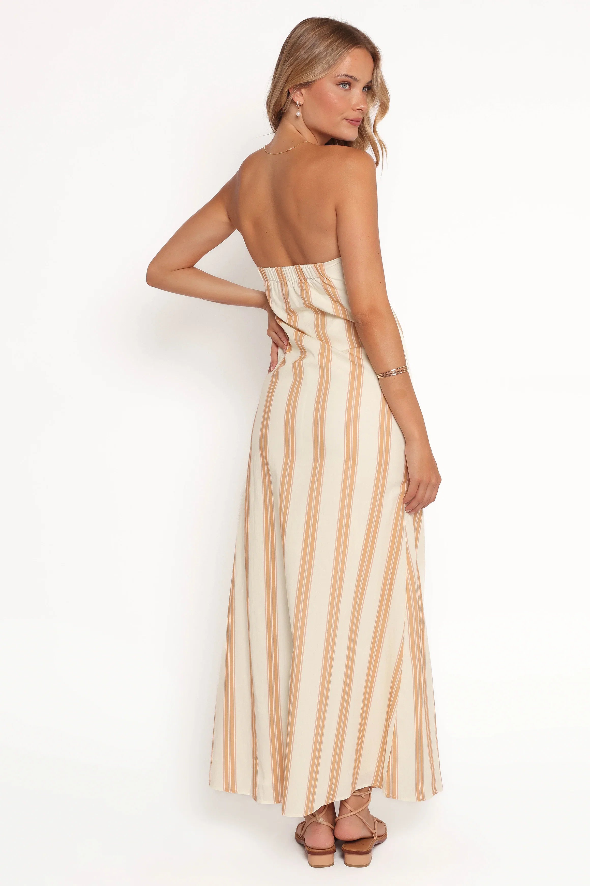 Luisa Midi Dress Brown Stripe