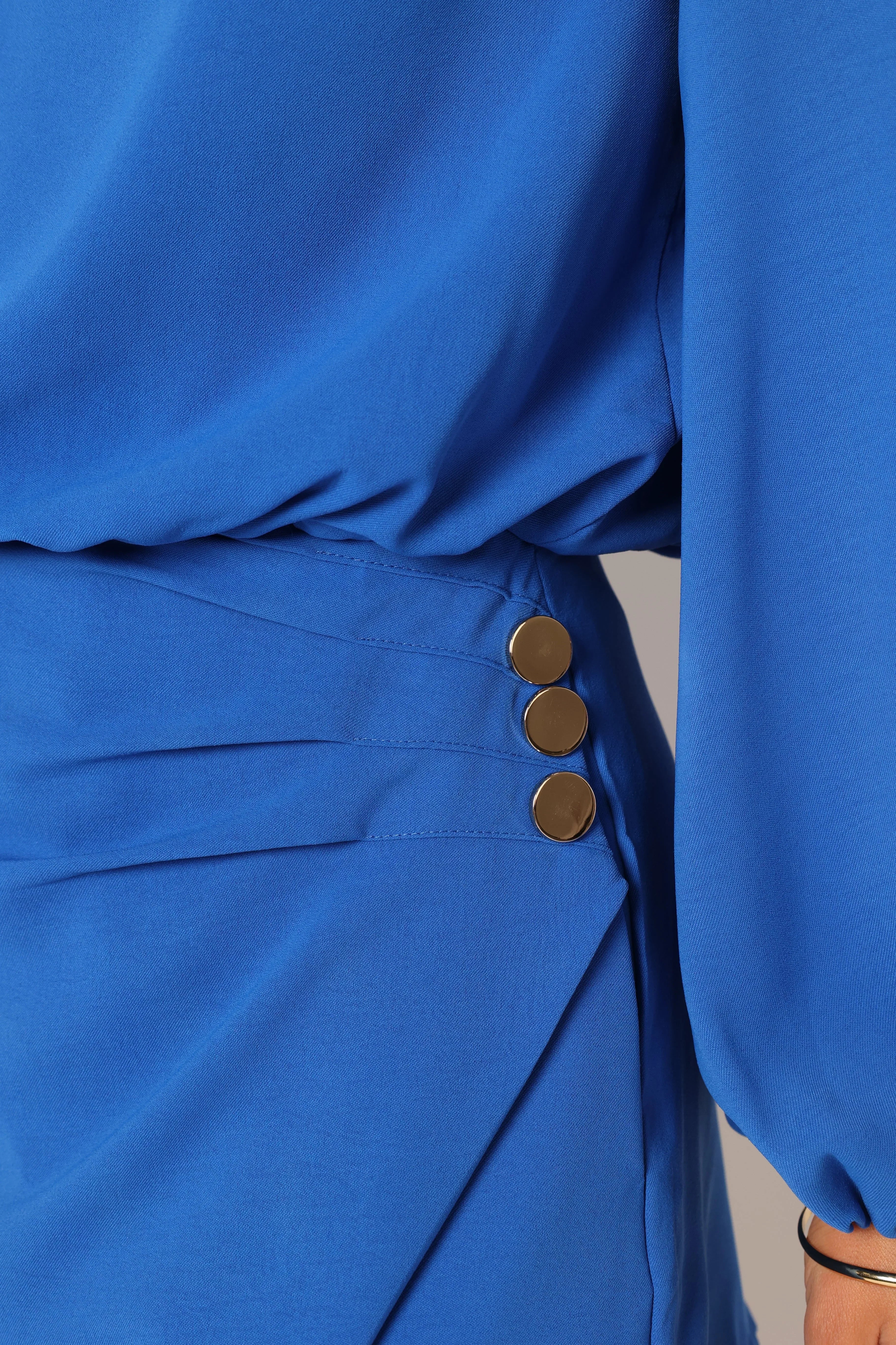 Galen Long Sleeve Romper Paris Blue