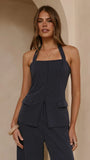 Fallon Halter Neck Top Navy