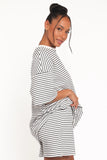 Hellen Stripe Short Set White Black Stripe