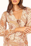 Sio Long Sleeve Midi Dress Tan