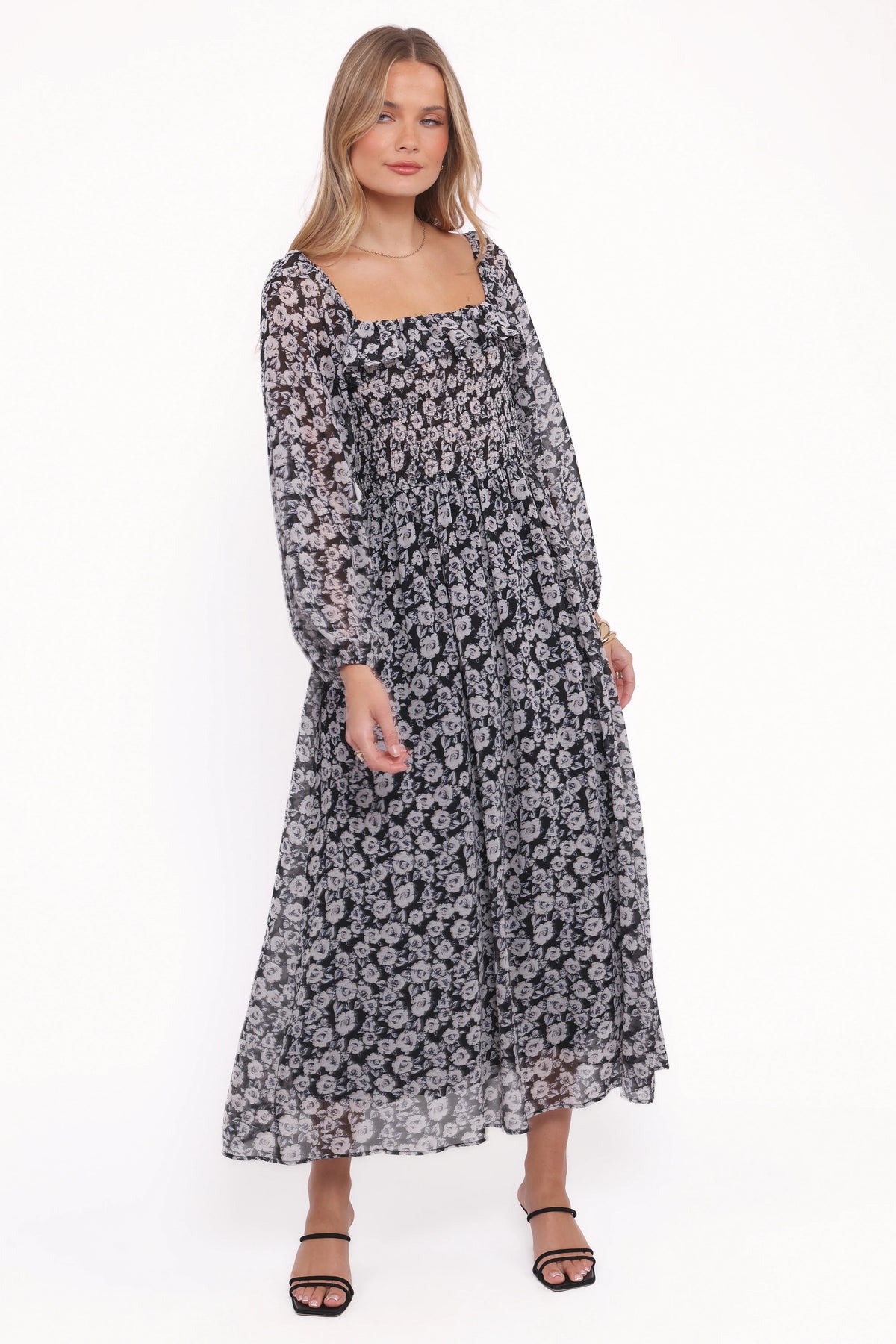 Faith Long Sleeve Maxi Dress Black Floral