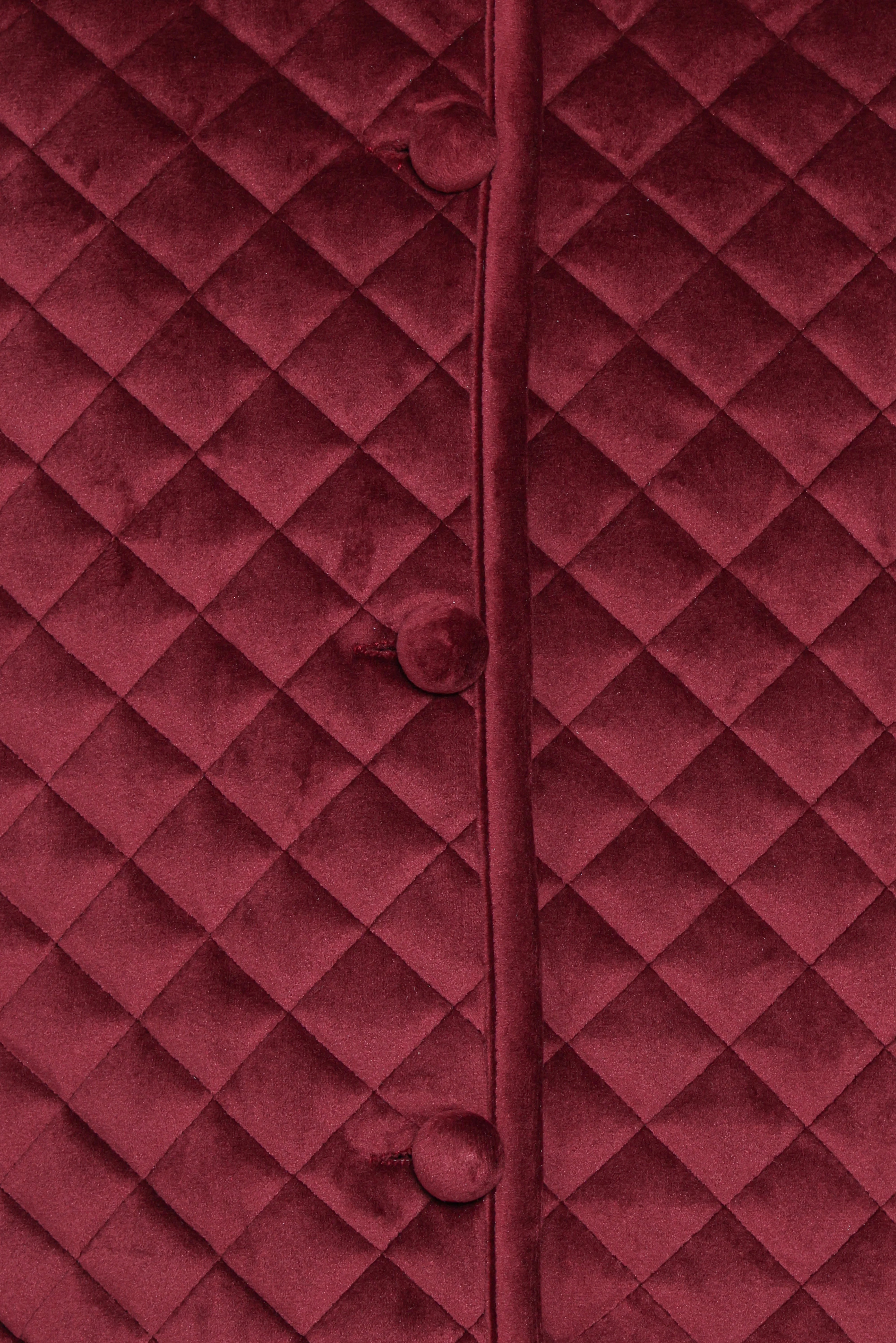 Roxanna Quilted Velvet Jacket Wine