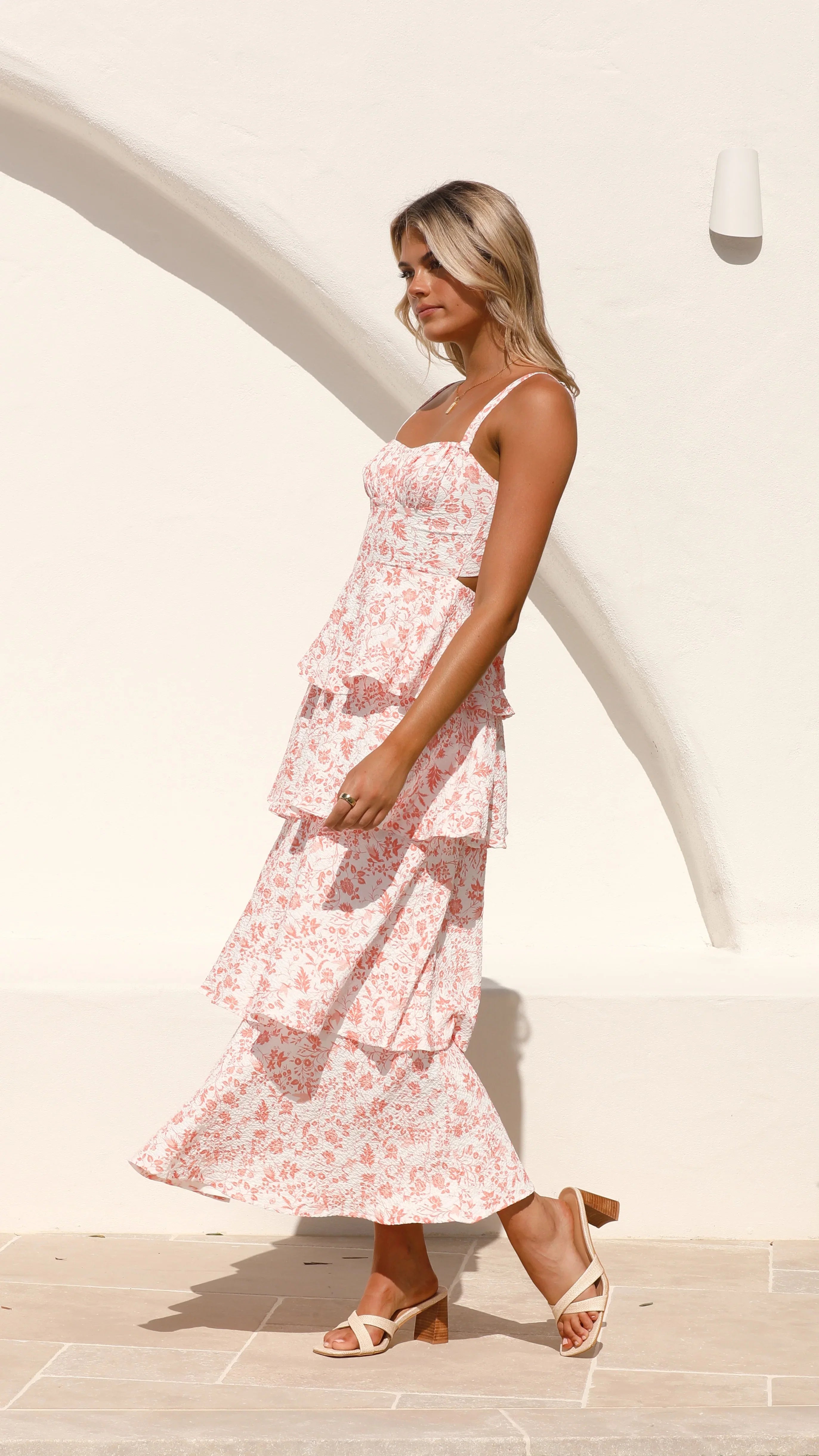Page Maxi Dress Peach Floral