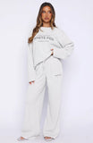 Leave Me Out Of It Waffle Wide Leg Sweatpants Grey Marle