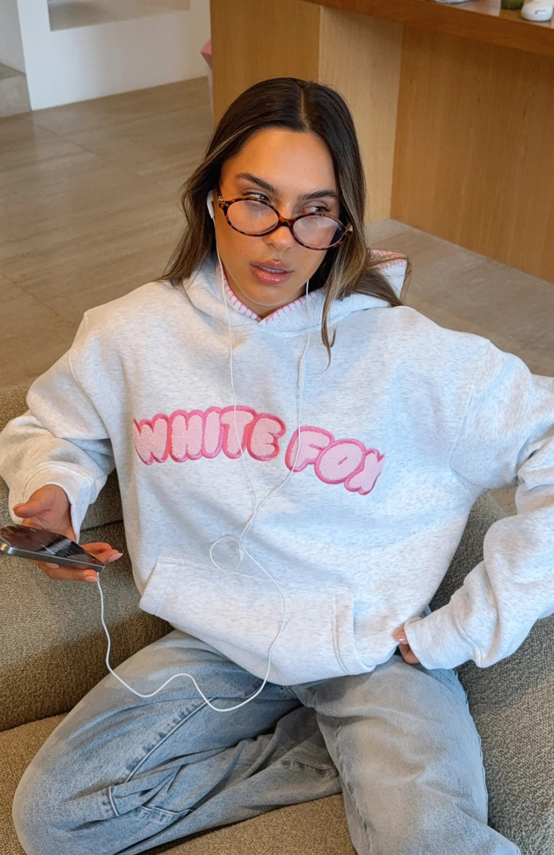 Vol 1 Front Graphic Oversized Hoodie Grey Marle