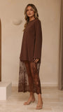 Kailey Lace Maxi Dress Brown