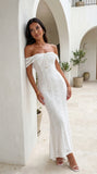 Lunessa Lace Off Shoulder Maxi Dress Cream White