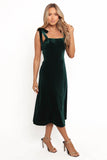 Laurel Velvet Midi Dress Emerald Green