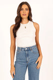 Davie Ribbed Knit Top White