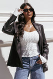 Jamie Faux Leather Blazer Black