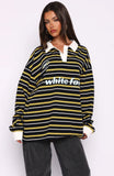 Gentle Affection Long Sleeve Rugby Shirt Black Yellow Stripe