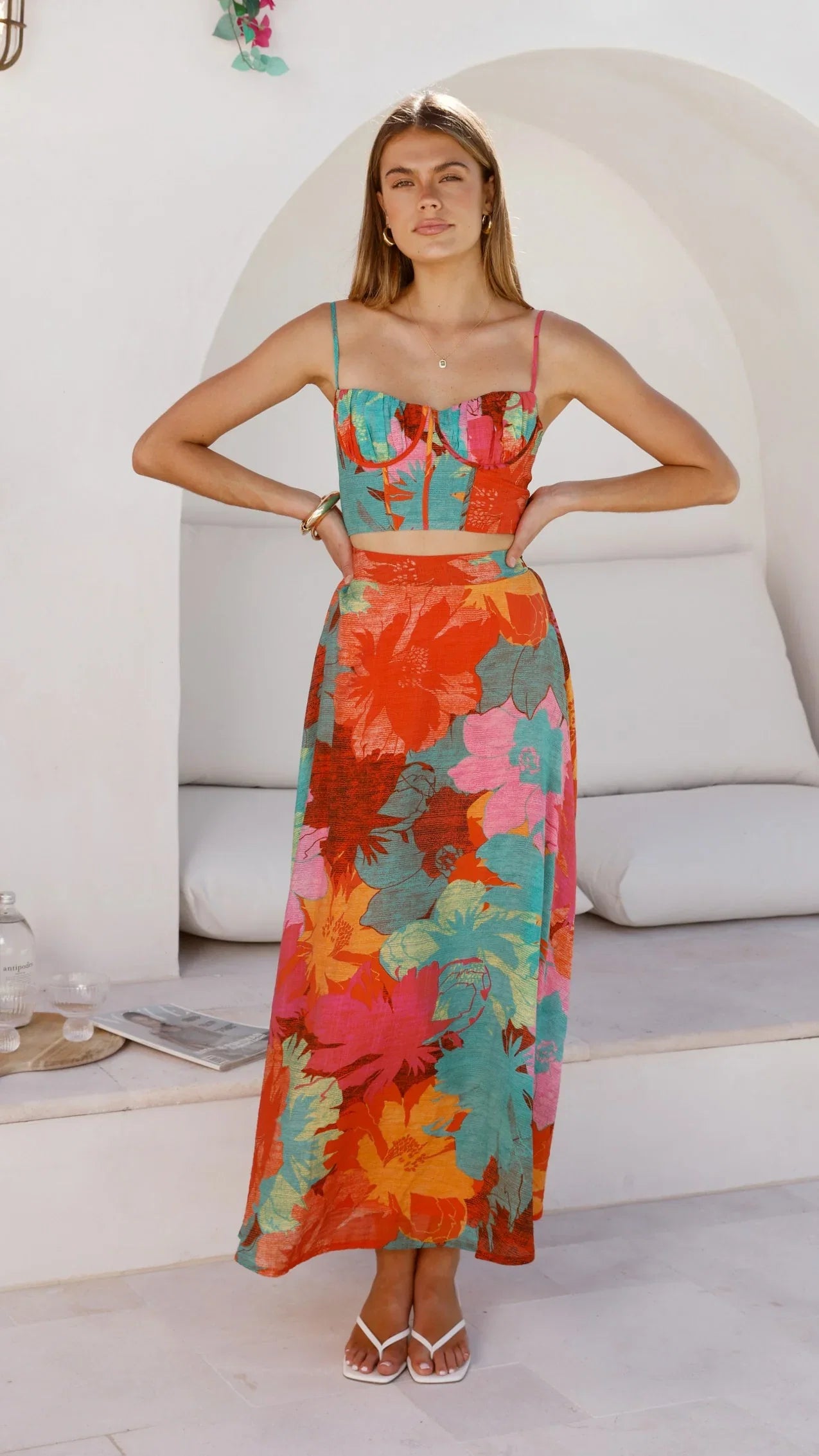 Rixie Maxi Skirt Orange Floral