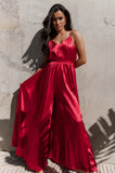 Eden Wide Leg Jumpsuit Red