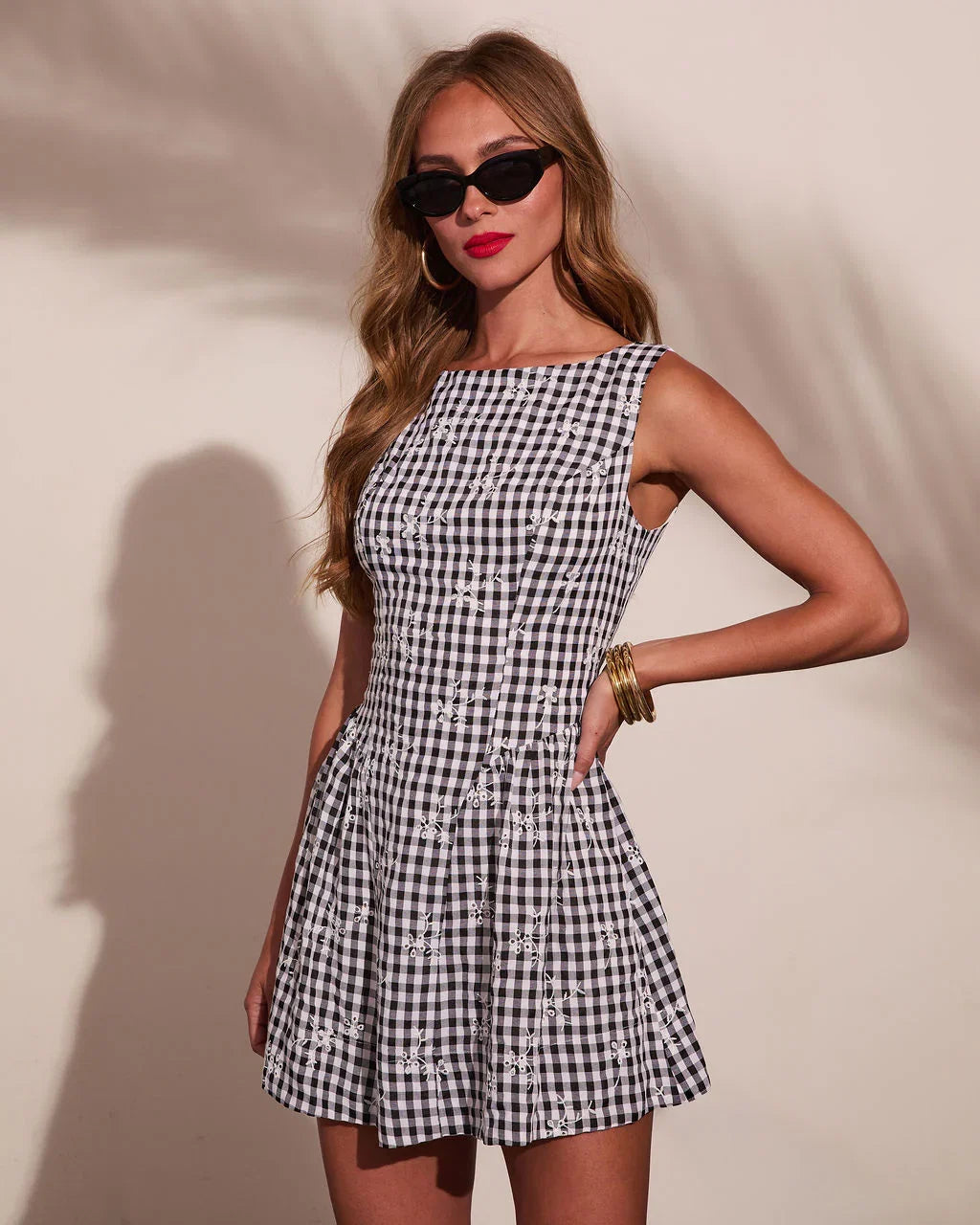 Harbor Charm Gingham Print Mini Dress
