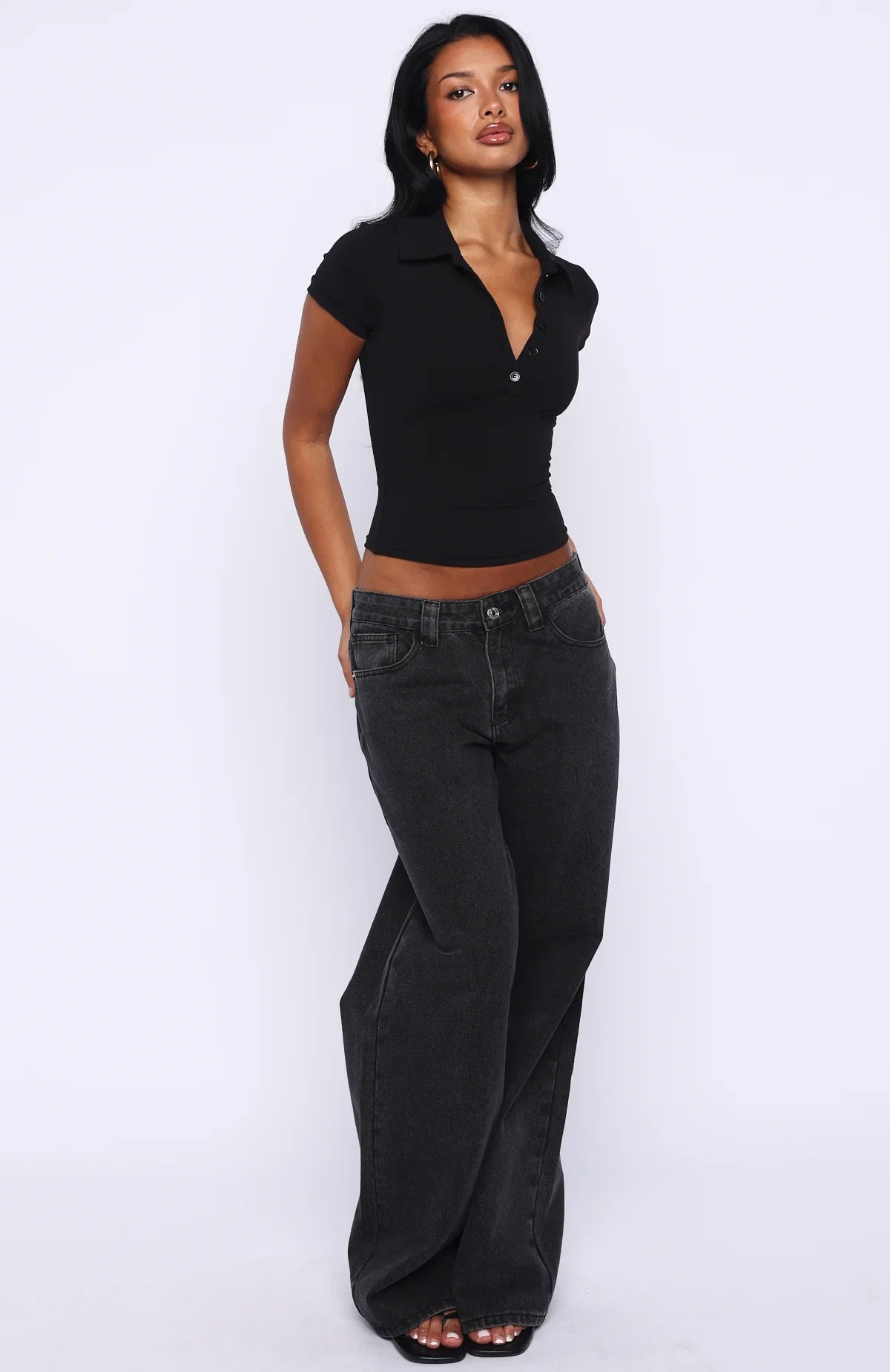 Get Back Up Short Sleeve Polo Top Black