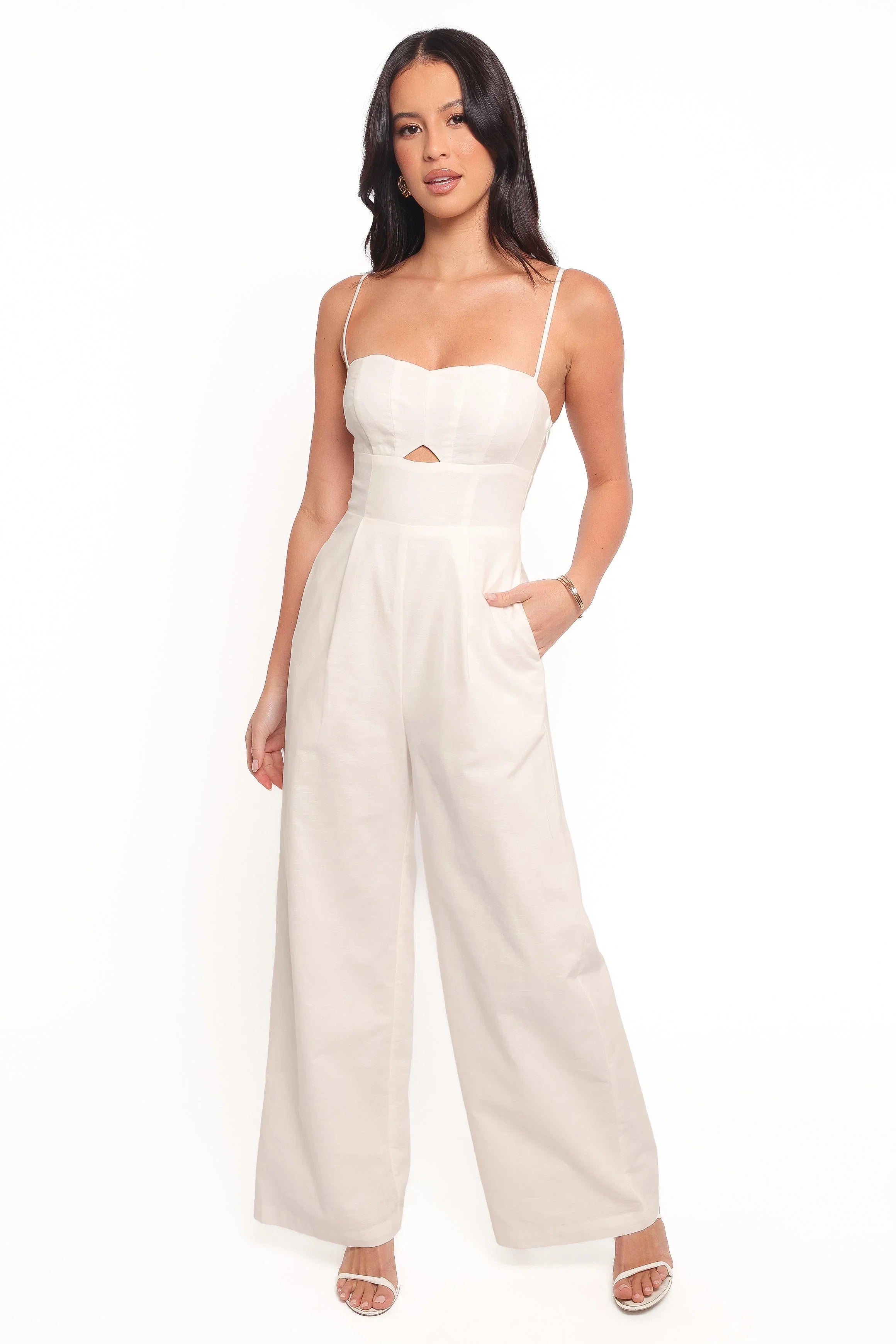 Metra Scalloped Jumpsuit White