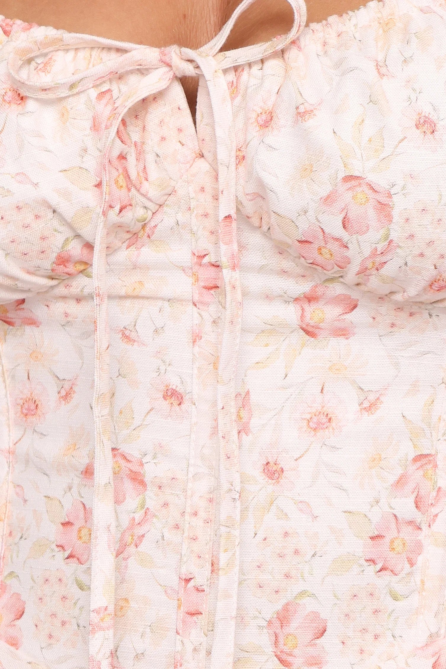 Wisteria Midi Dress Peach Ditsy Floral