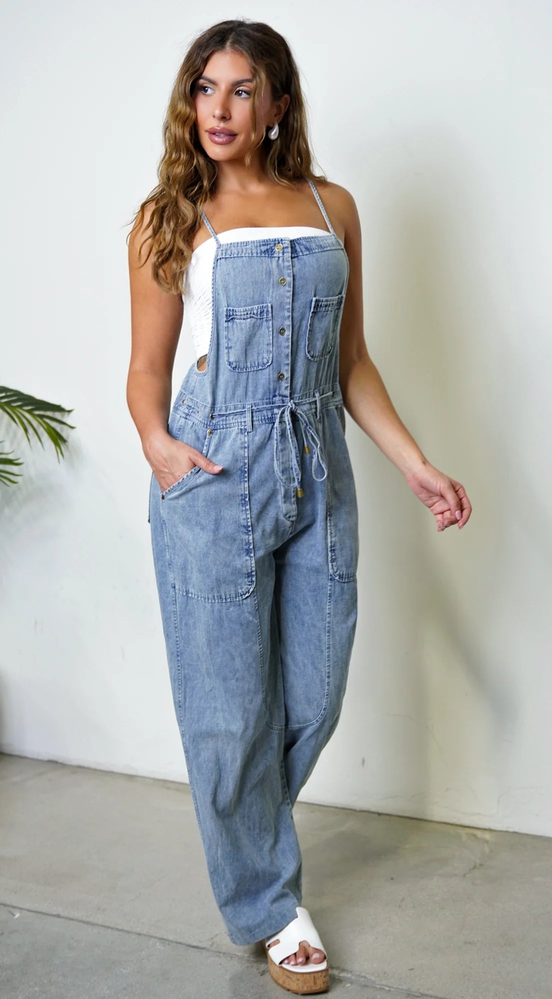 Off Duty Utility Denim Jumpsuit Blue