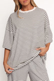 Wilda Oversized Tee White Black Stripe