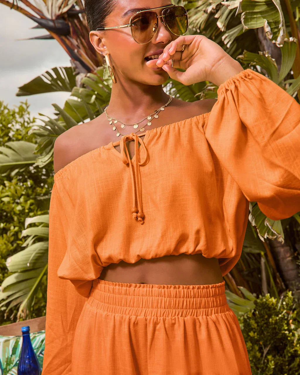 Elysia Off The Shoulder Long Sleeve Crop Top