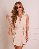 Crisp Muse Cotton Waist Tie Romper