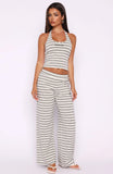 Looking Back Wide Leg Pants White Stripe