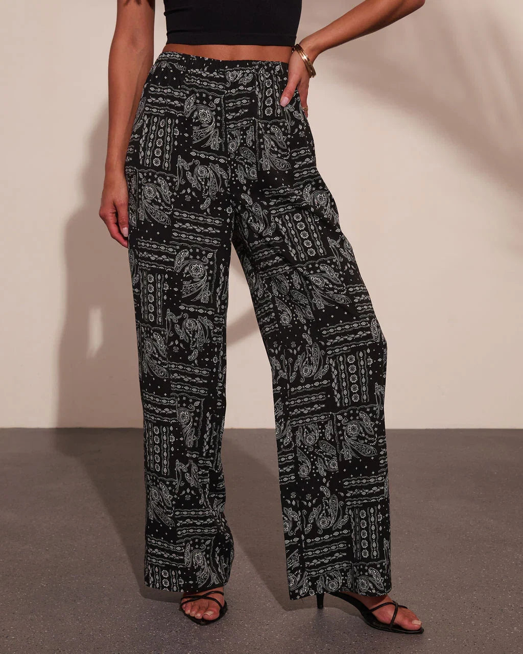 Elenne Bandana Paisley Print Wide Leg Pants