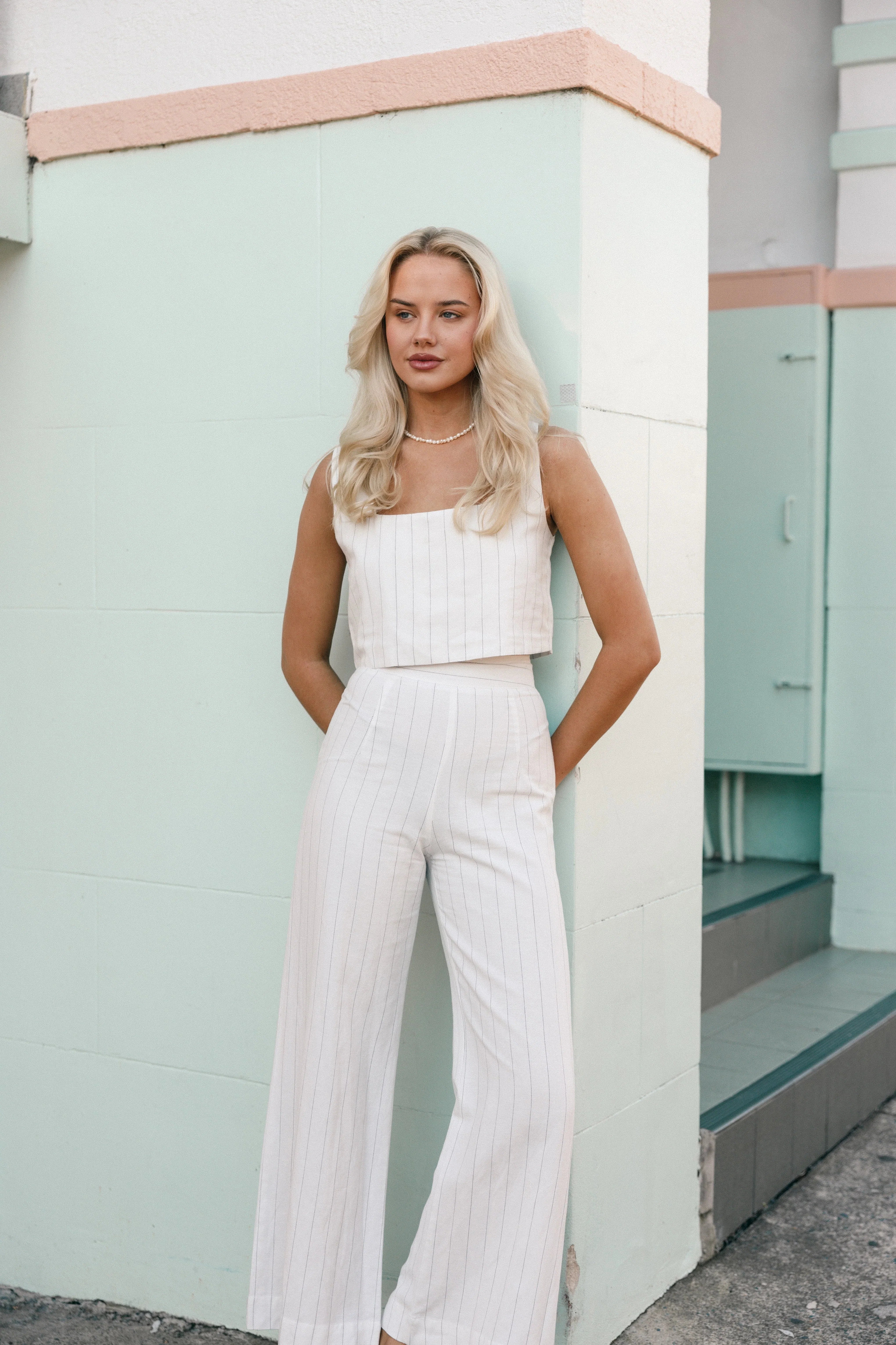 Windsor Top White Stripe