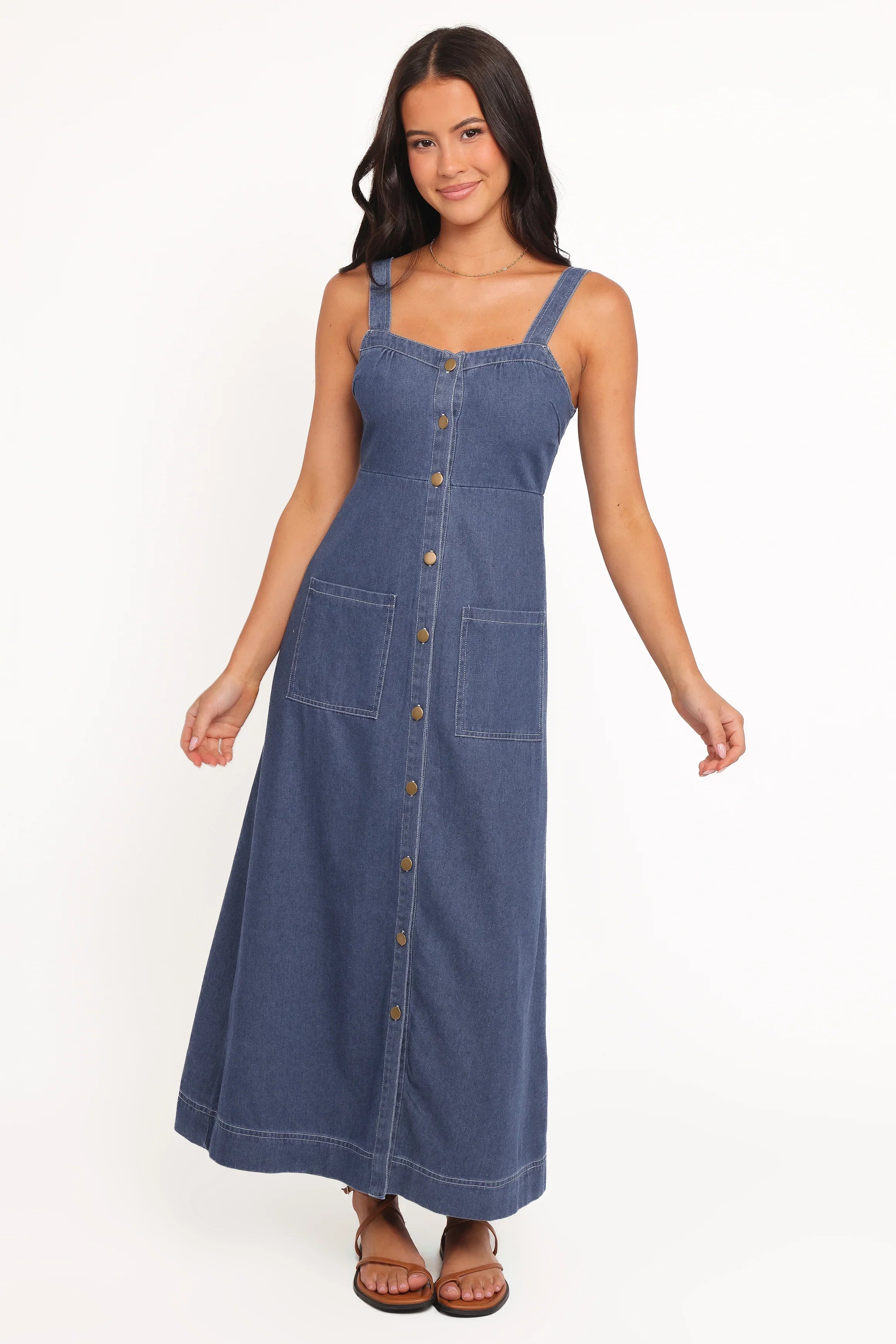 Bettie Midi Dress Mid Blue Denim