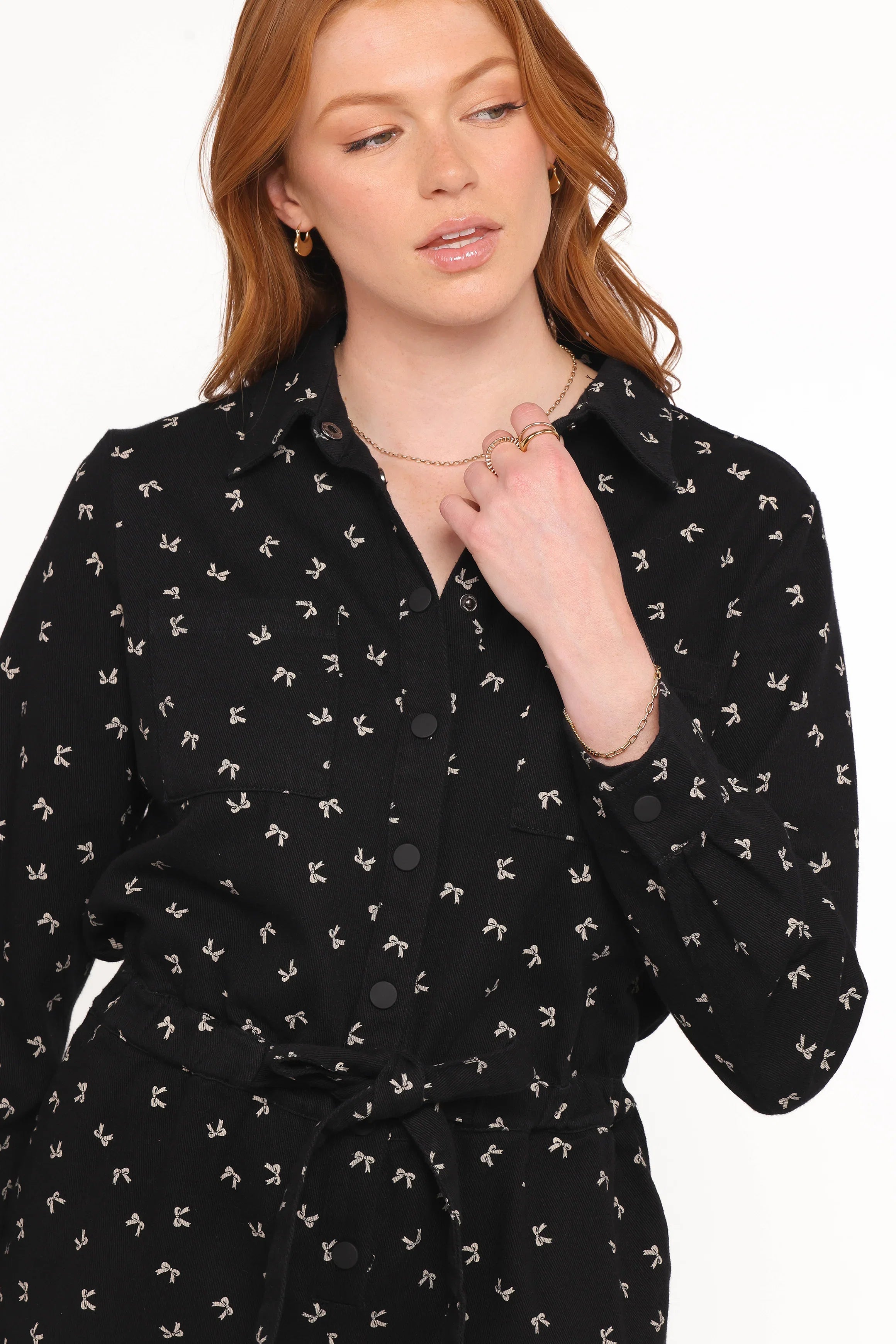 Niqui Long Sleeve Romper Black Cream