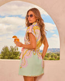 Sunrush Society Paisley Print Wrap Tie Mini Dress