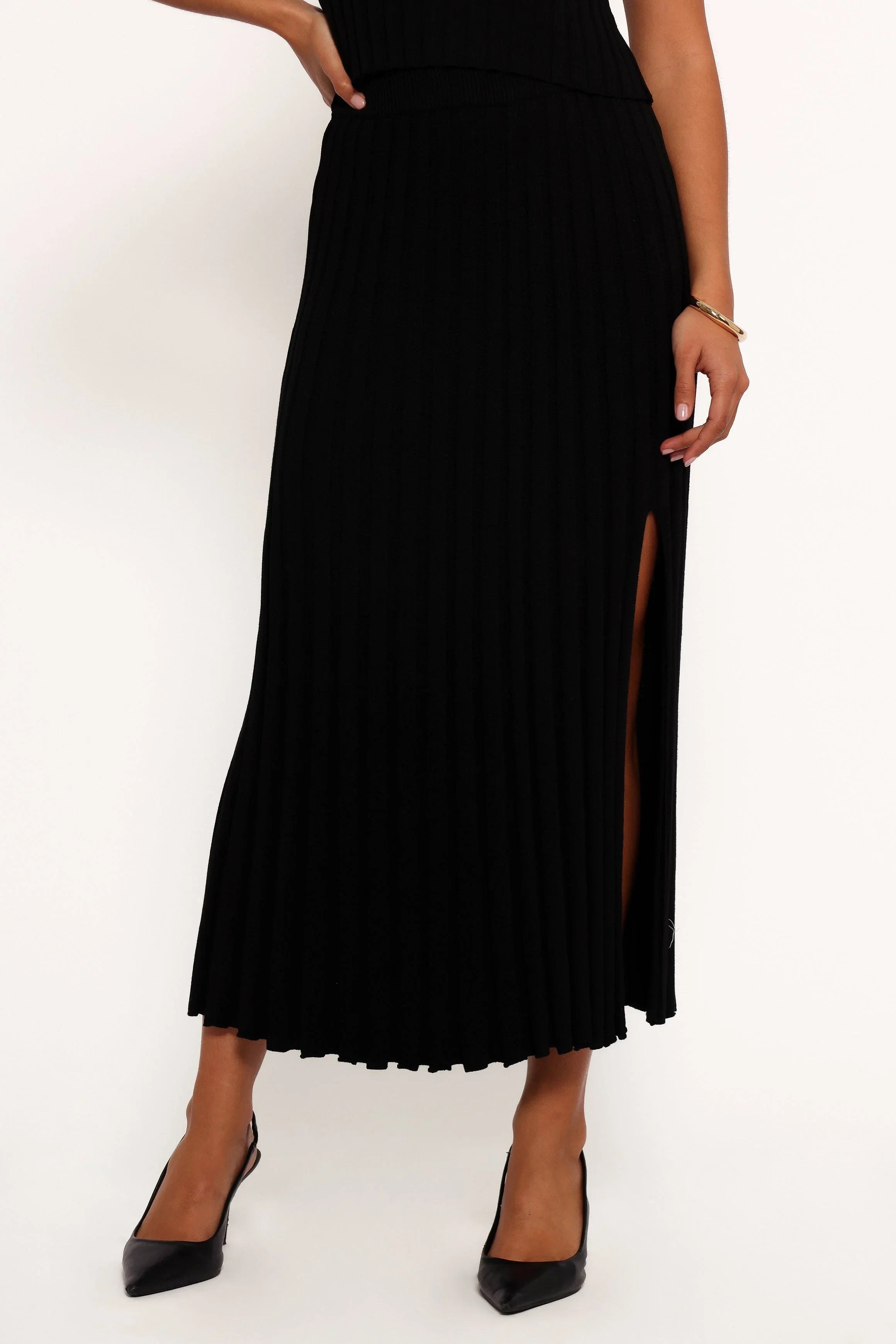 Carson Knit Midi Skirt Black
