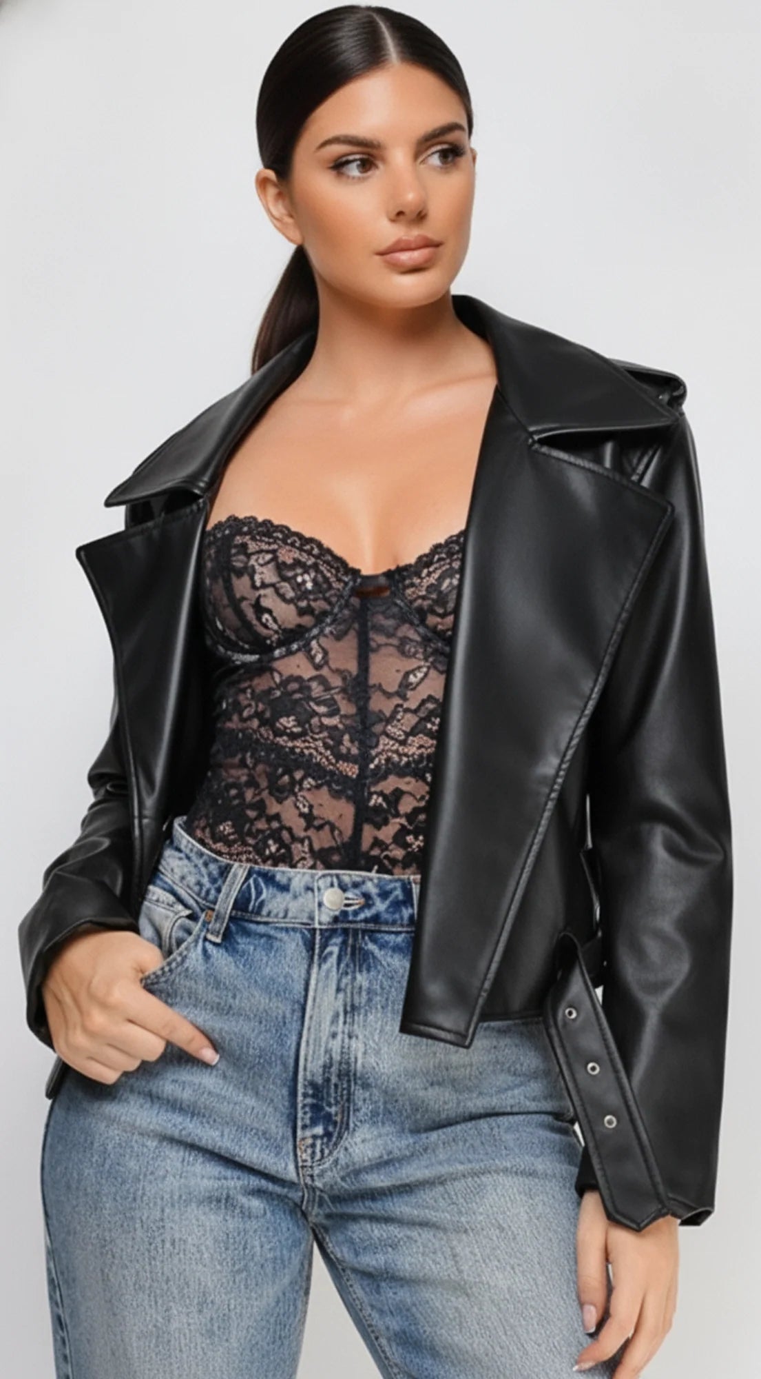 Piper Faux Leather Jacket Black