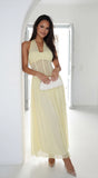 Aurevyn Halter Mesh Maxi Dress Butter Yellow