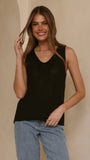 Annie Scoop Neck Tank Black