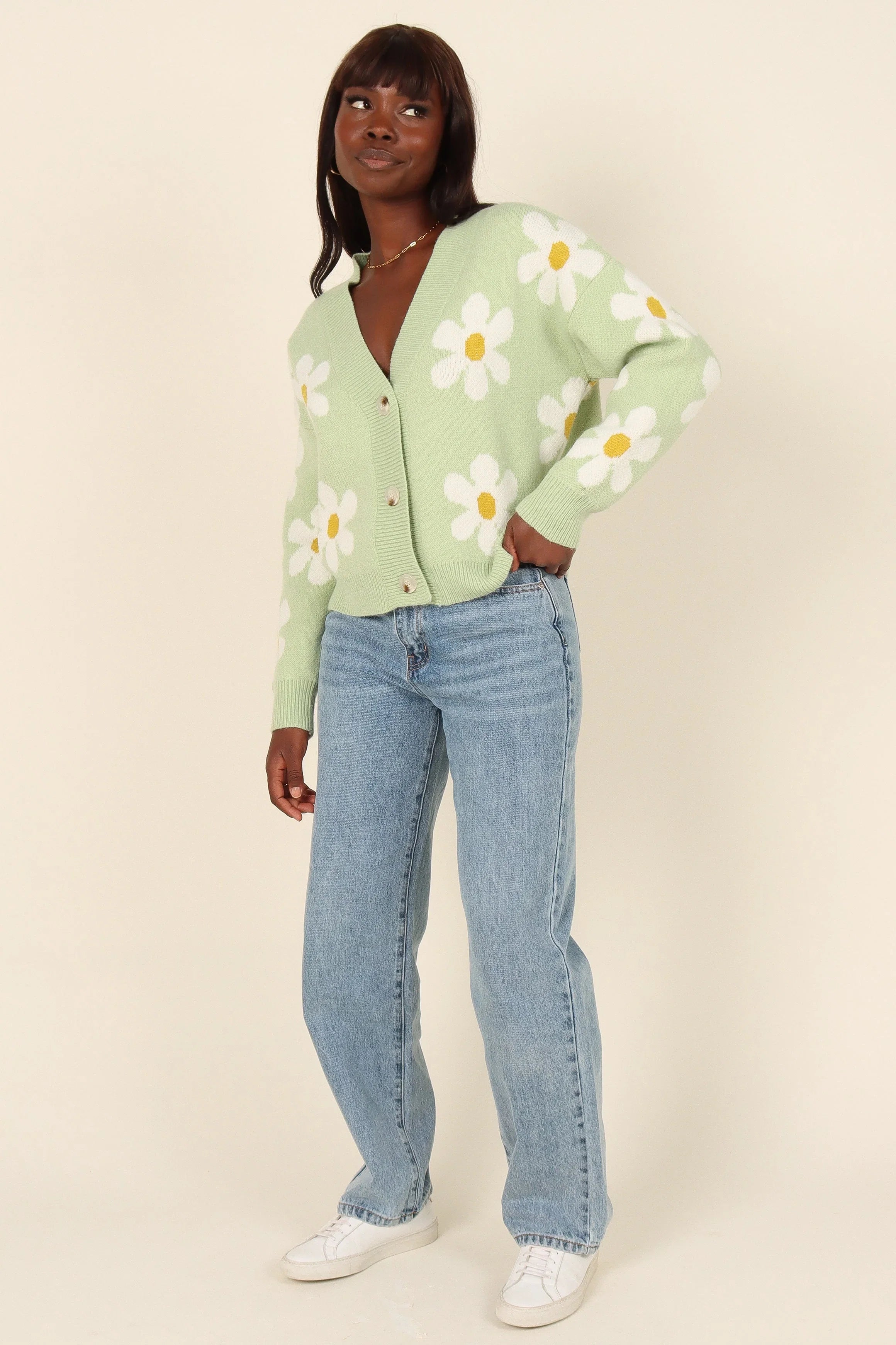 Daisy Cardigan Green