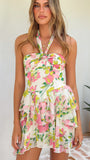 Nicole Mini Dress Green Pink Floral