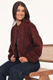 Marla Cropped Bomber Cherry