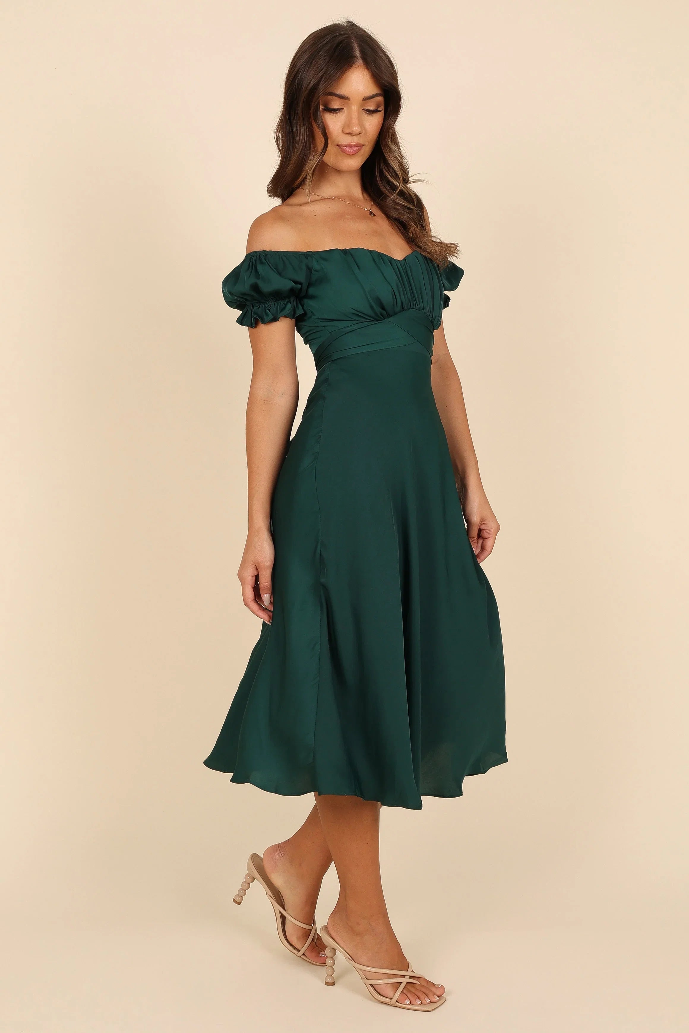 Mickenna Sweetheart Frill Midi Dress Emerald