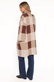 Ecoya Long Cardigan Brown Plaid