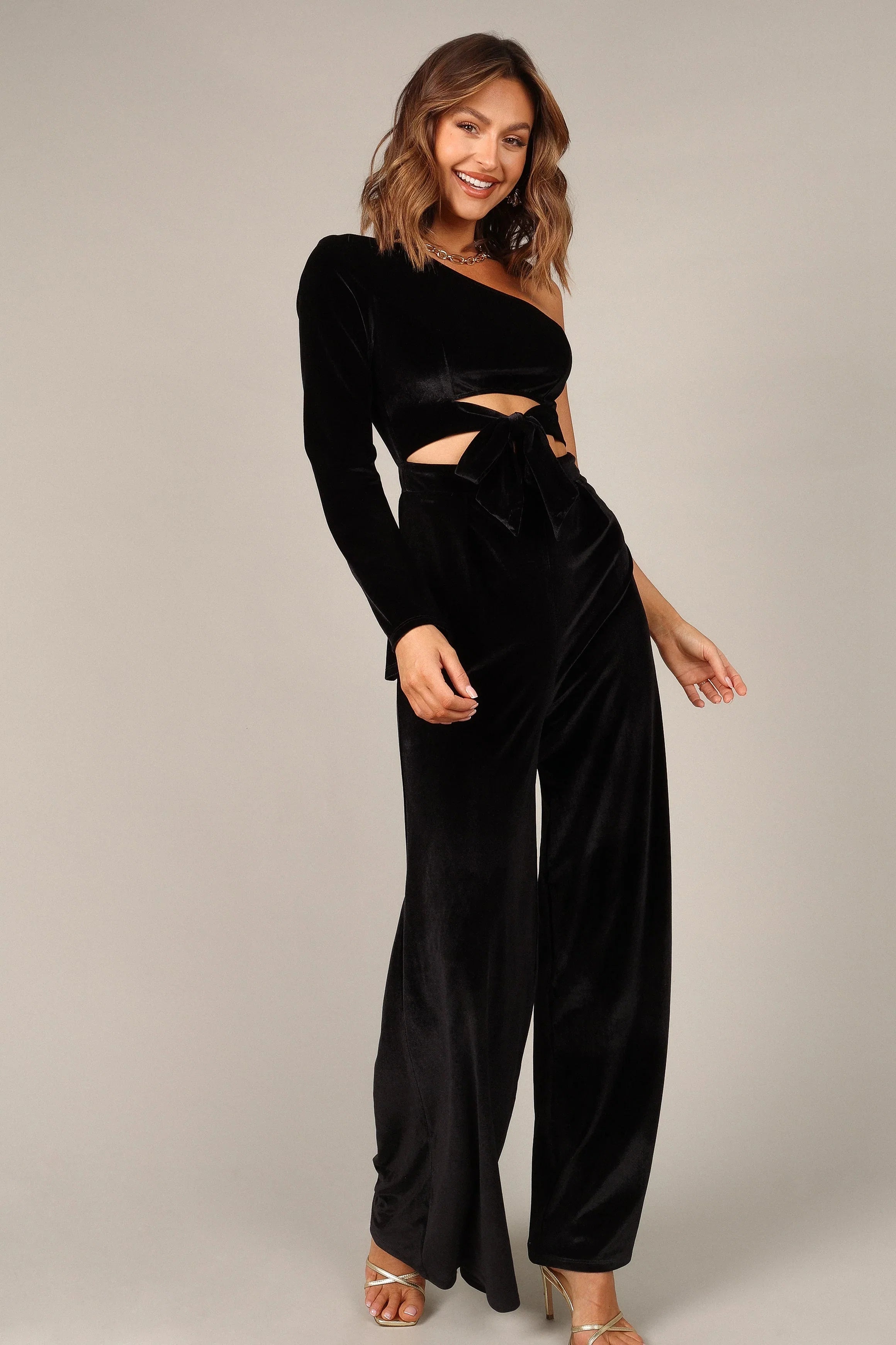 Avery Velvet Jumpsuit Black