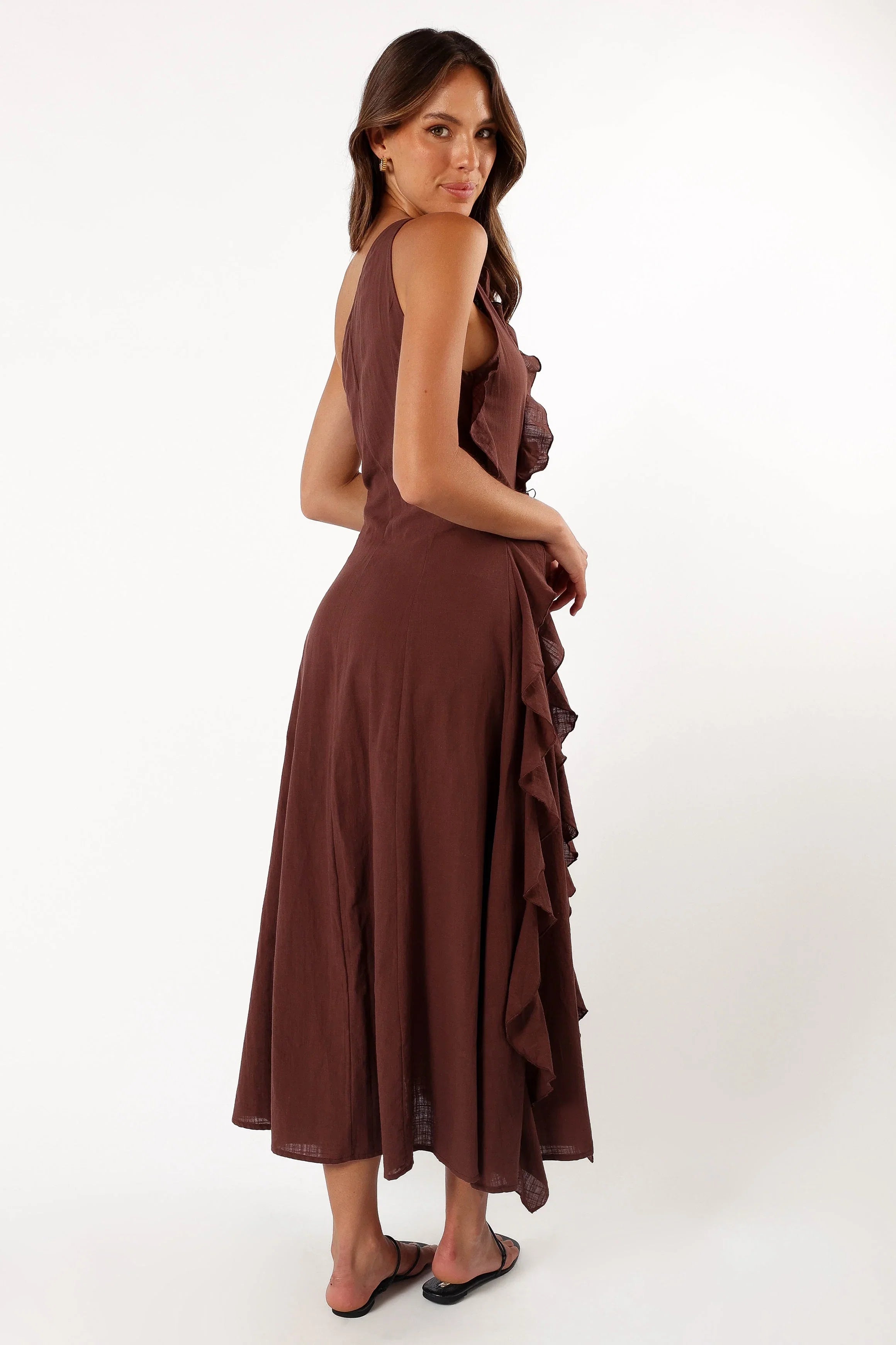 Maggy One Shoulder Dress Chocolate