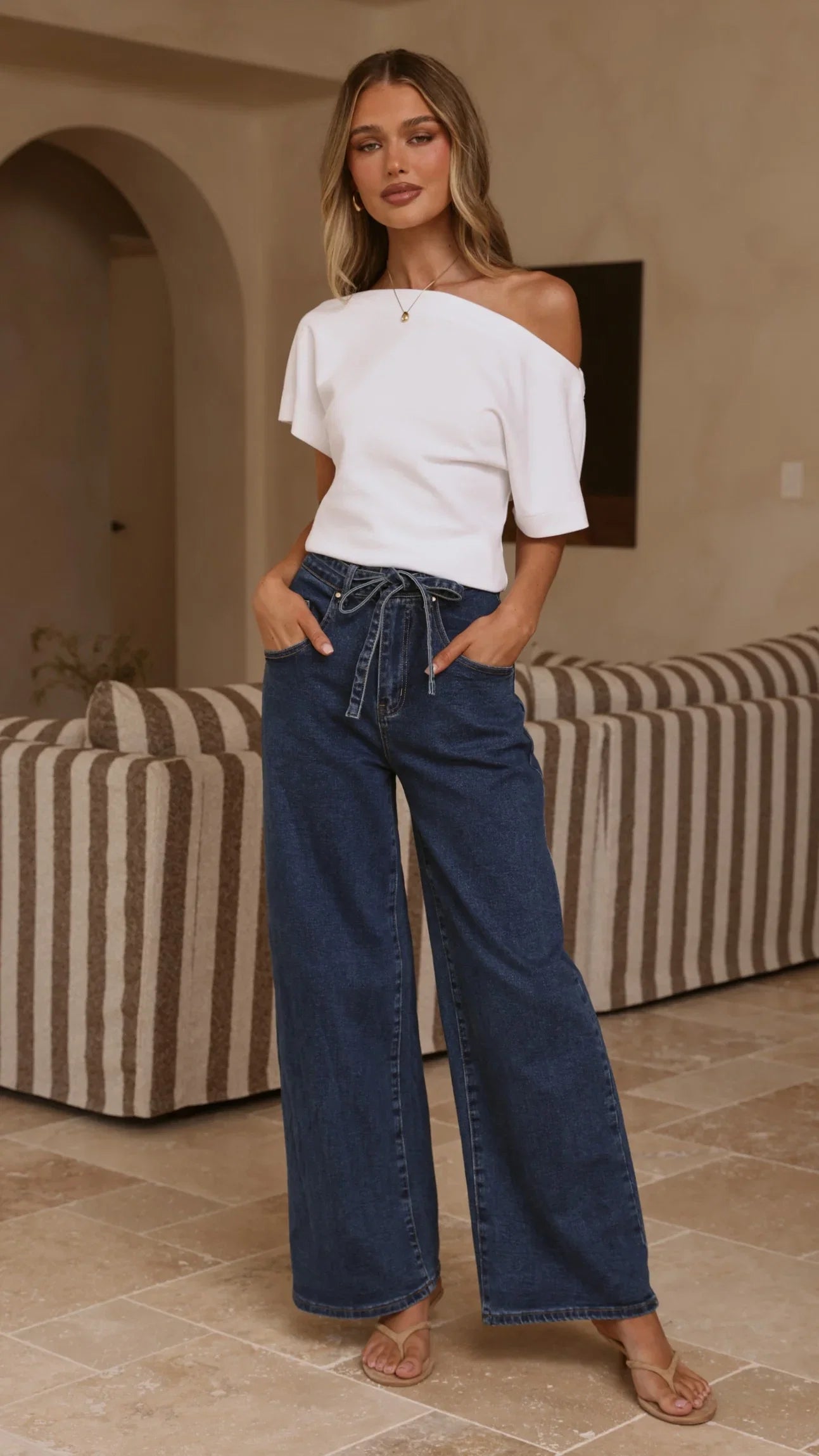 Nyra Wide Leg Jeans Dark Denim