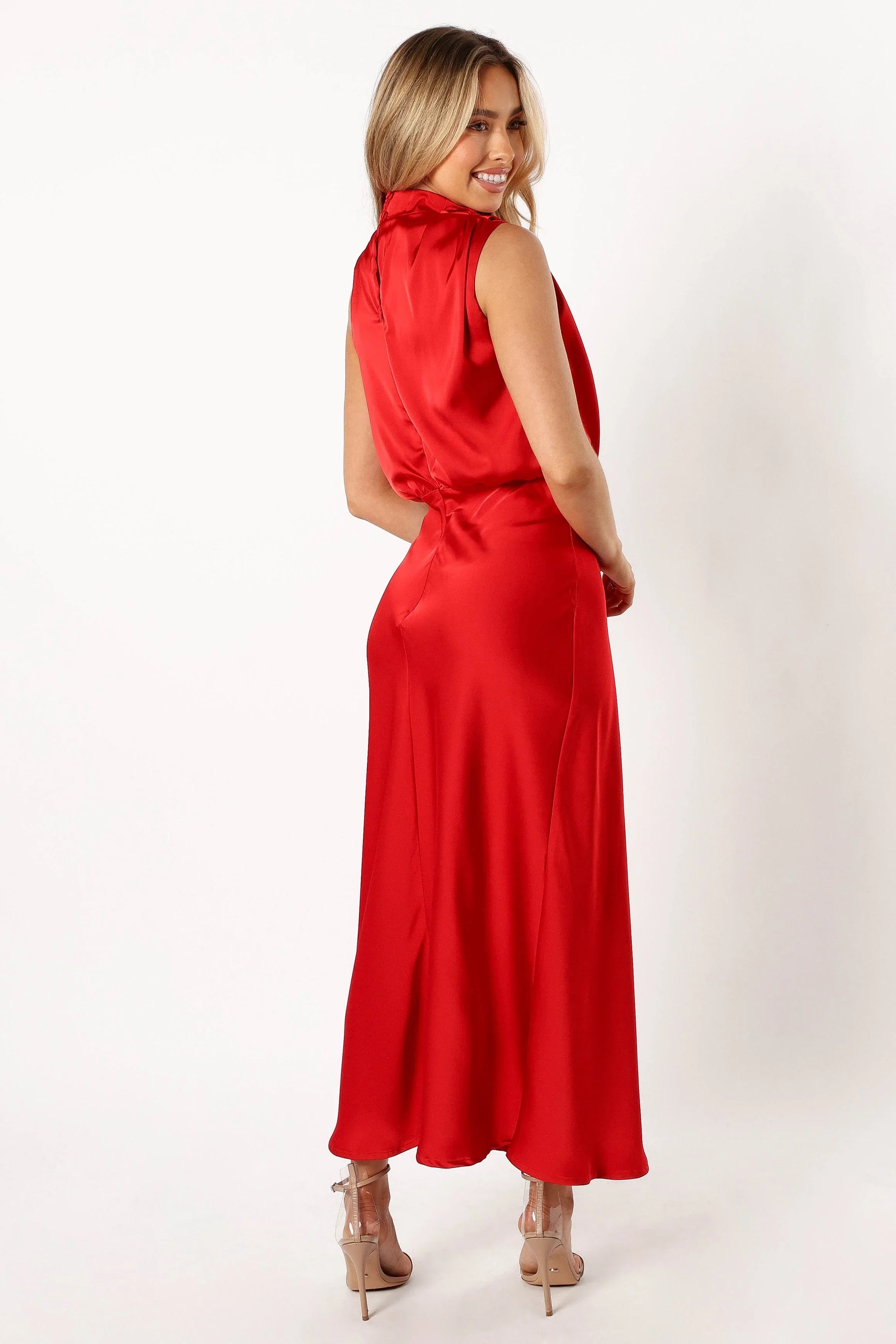 Anabelle Halter Neck Midi Dress Red